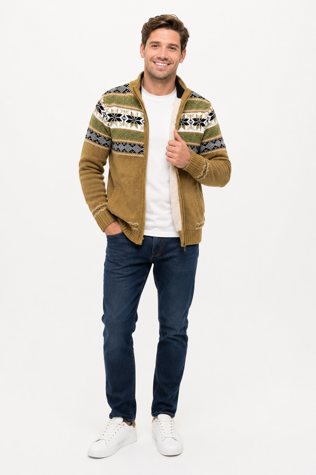 Kayden | Manteau en tricot jacquard en coton pour hommes