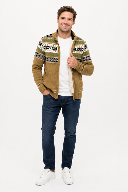 Kayden | Manteau en tricot jacquard en coton pour hommes