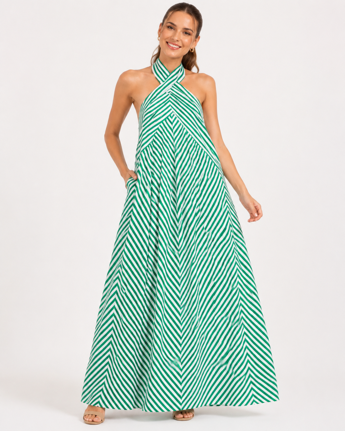 Monroe | Robe Maxi Chic à Panneaux Rayés Sans Manches