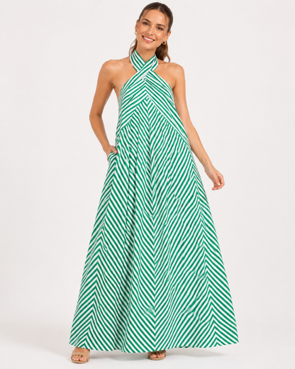 Monroe | Robe Maxi Chic à Panneaux Rayés Sans Manches