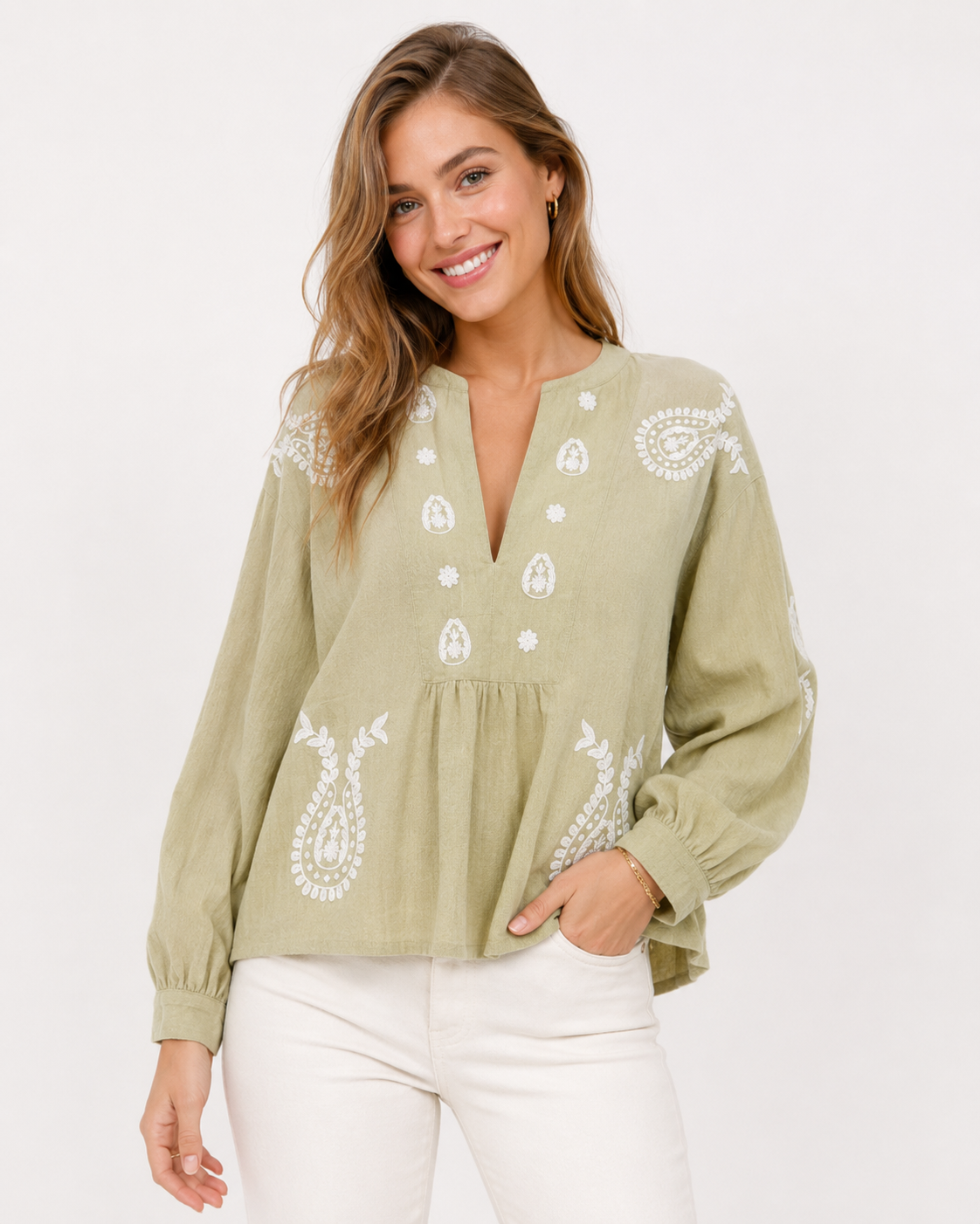 ATELIER | Blouse en broderie de fleurs Paisley