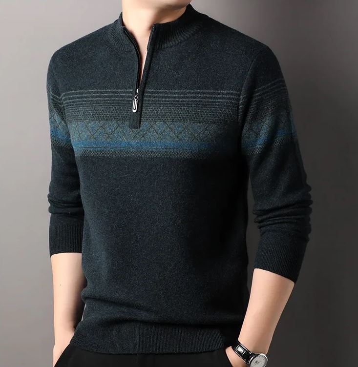 Rhett | Pull en velours avec col semi-montant rembourré