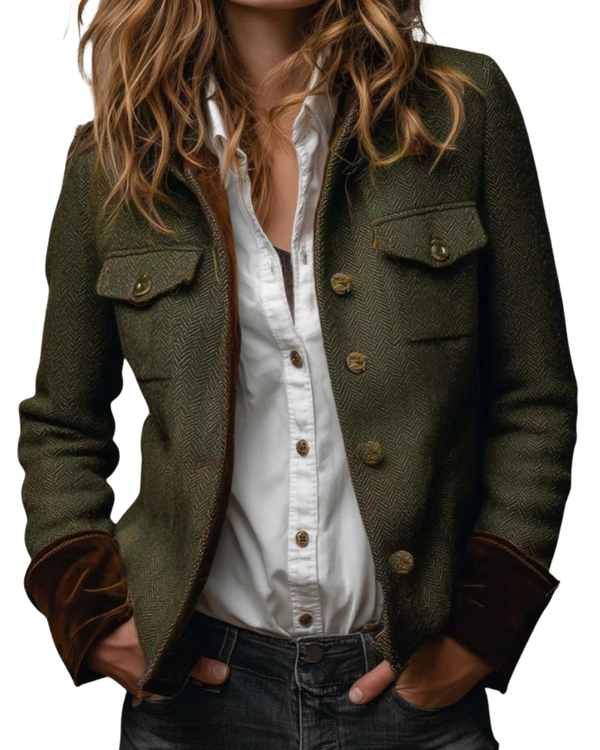 Corrie | Veste en tweed avec détails en velours