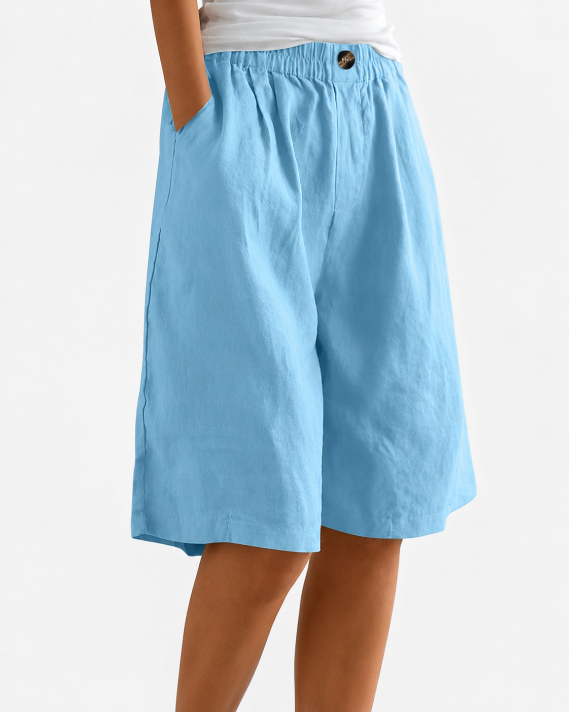 ATELIER | Pantalon uni avec poches et boutons