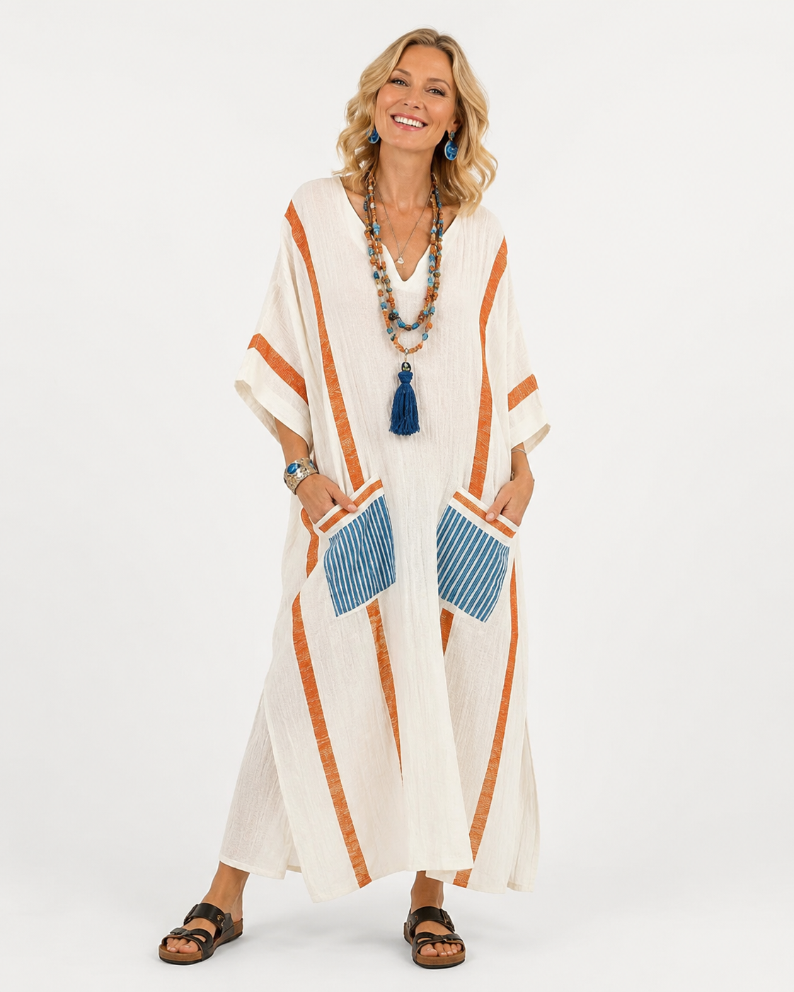 Talia | Robe Longue Lâche Imprimée de Mode d'Été avec Poche pour Femmes