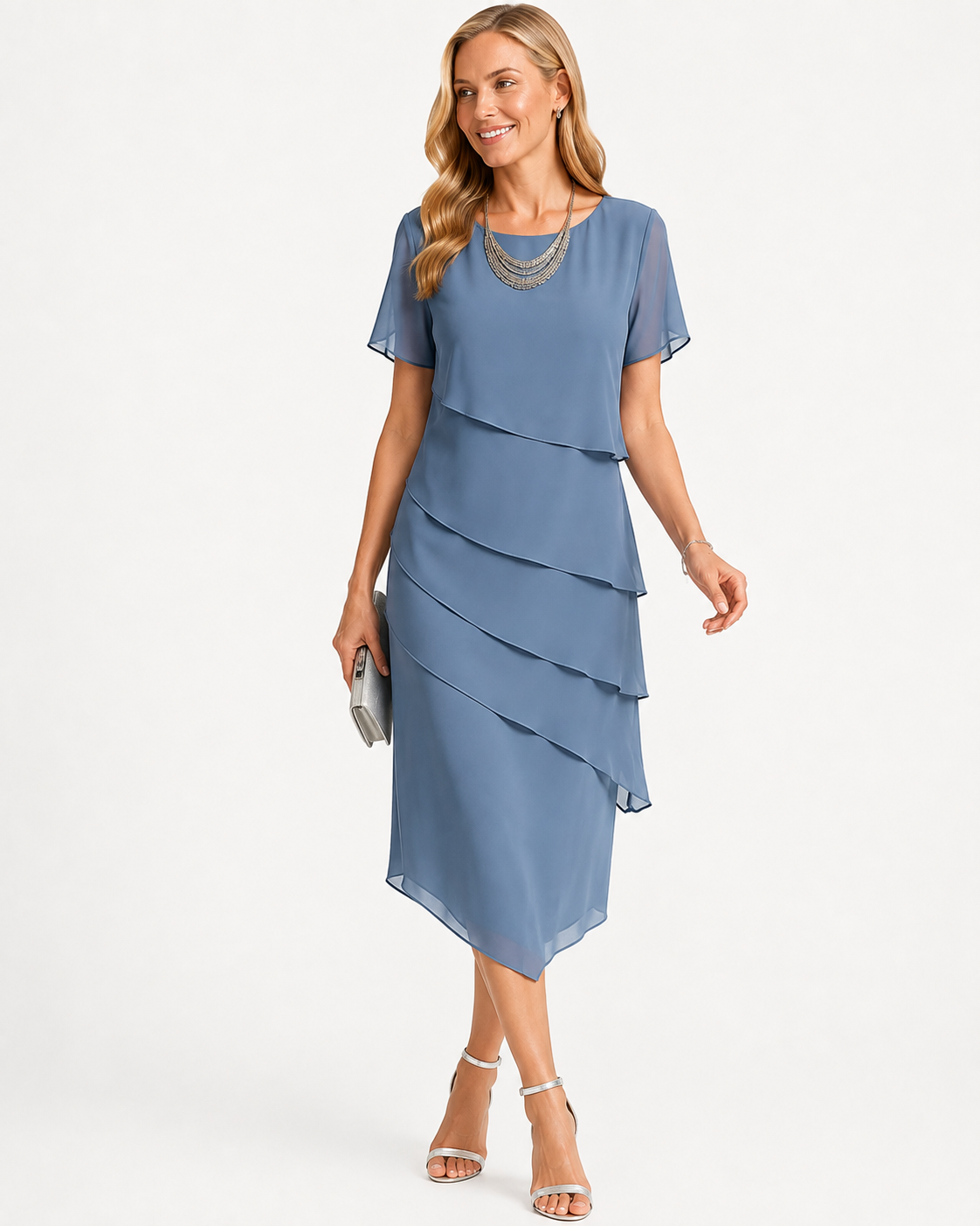 ATELIER | Robe Confortable Couleur Unie à Manches Courtes