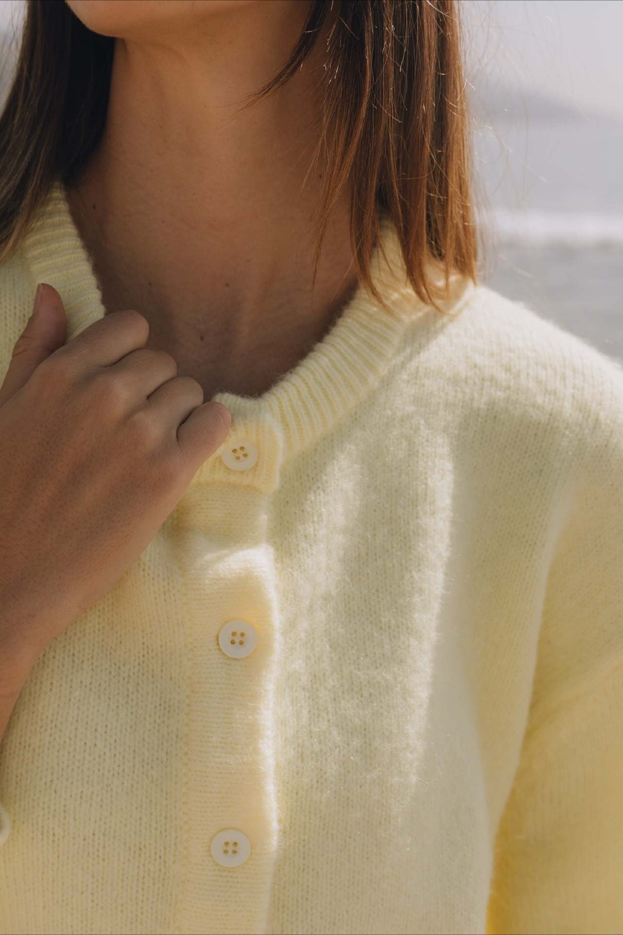 Cardigan en tricot à boutons, à manches longues, décontracté et uni