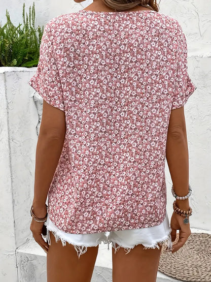 Gelin | Blouse Florale à Manches Courtes