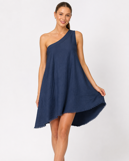 Nola | Robe Mini pour Femmes avec Encolure Épaules et Texture d'Été