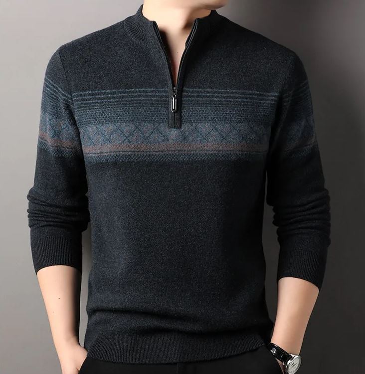 Rhett | Pull en velours avec col semi-montant rembourré