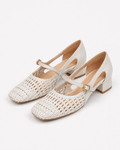 Libby | Sandales femmes printemps automne en cuir naturel à bout carré avec boucle