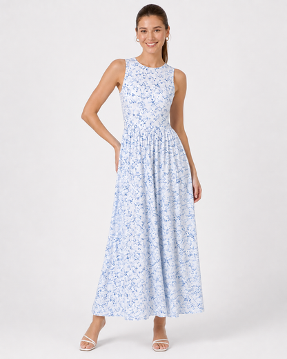 Sienna | Élégante Robe Longue Sans Manches à Imprimé Floral Doux