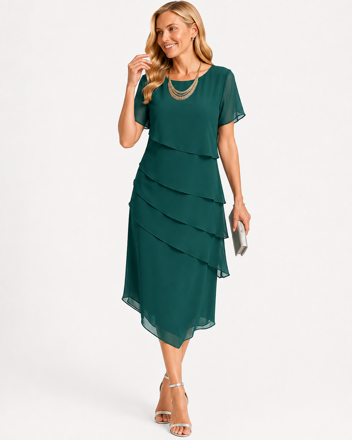 ATELIER | Robe Confortable Couleur Unie à Manches Courtes