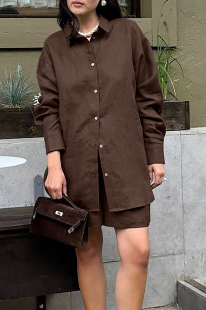 Cardigan Chic Décontracté Ensemble de Deux Pièces avec Short