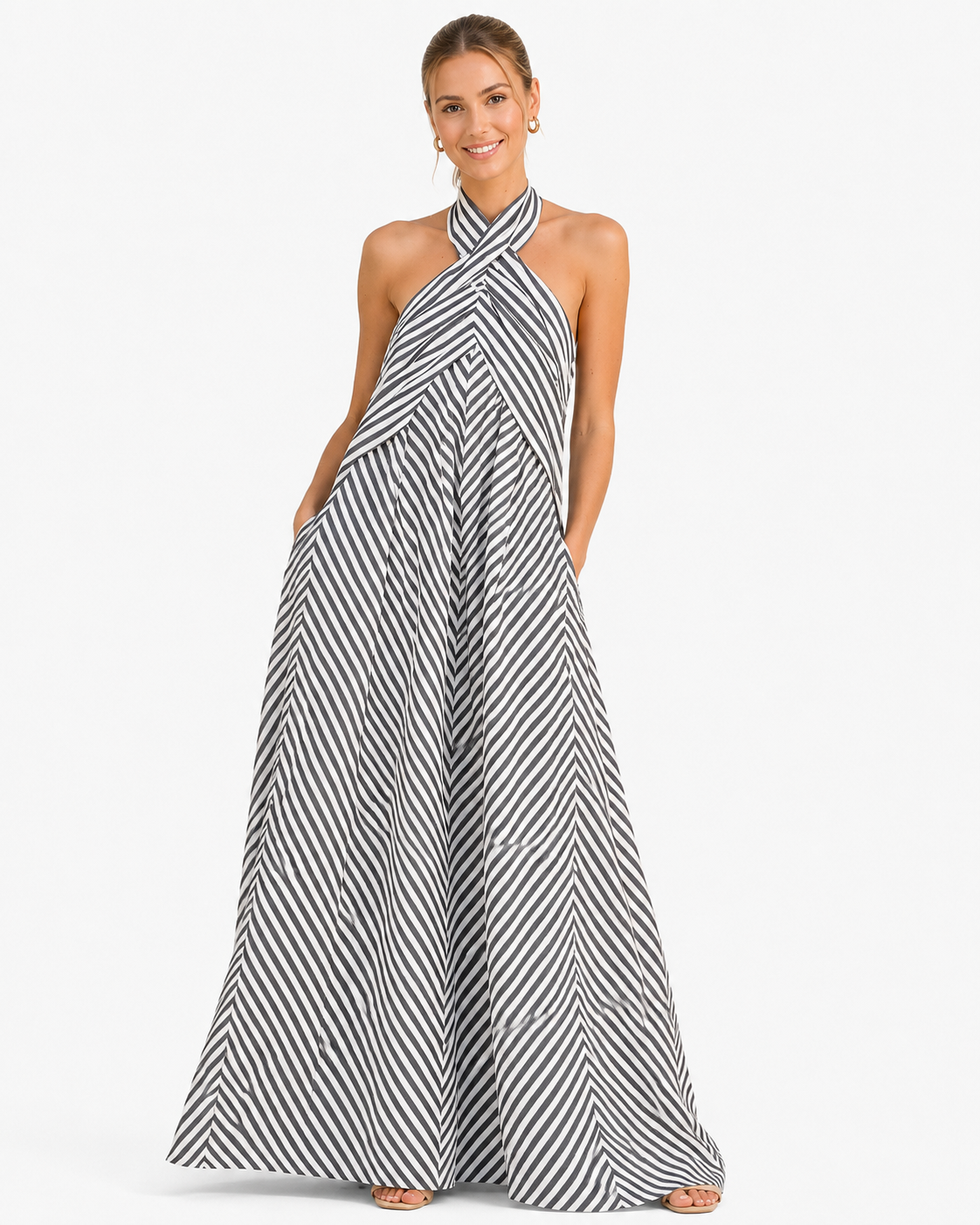 Monroe | Robe Maxi Chic à Panneaux Rayés Sans Manches