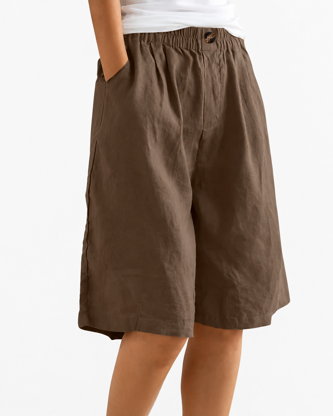 ATELIER | Pantalon uni avec poches et boutons