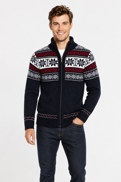 Kayden | Manteau en tricot jacquard en coton pour hommes