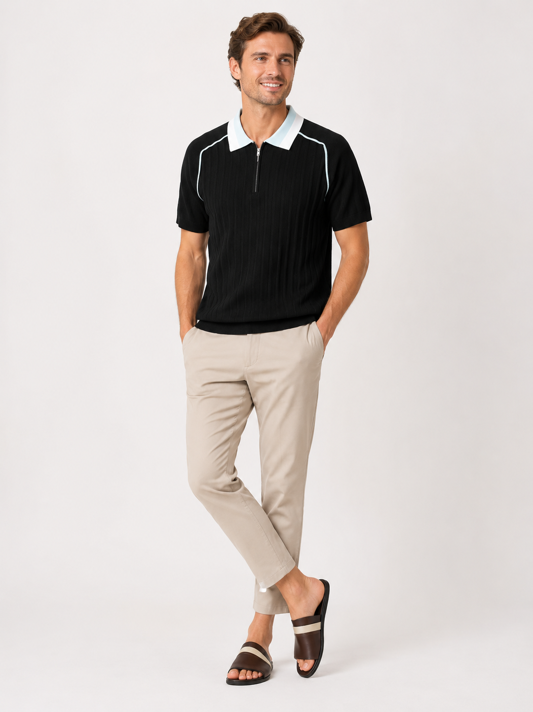 ATELIER | Polo décontracté en tricot à manches courtes pour hommes