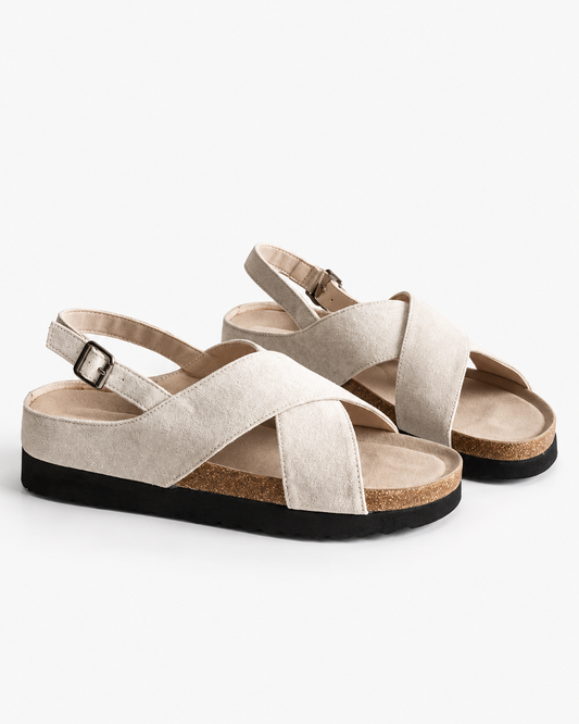 Winnie | Sandales pour Femmes en Cuir Véritable à Semelle Épaisse avec Bandes Croisées