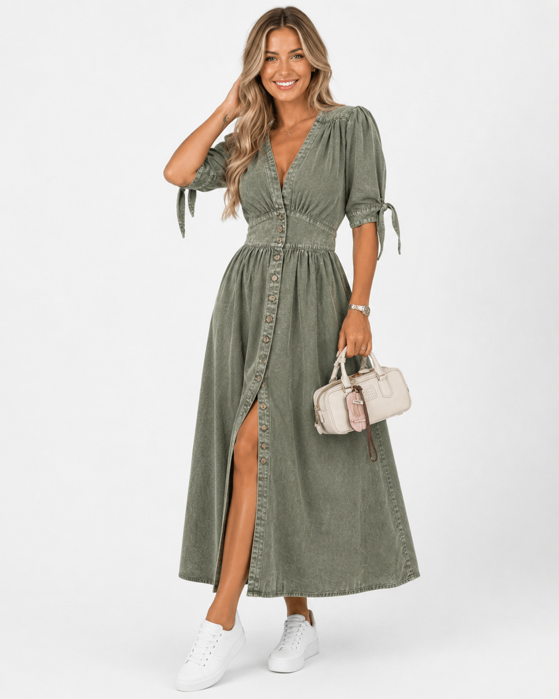 ATELIER | Robes en Denim à Taille Haute avec Lacets