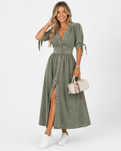 ATELIER | Robes en Denim à Taille Haute avec Lacets