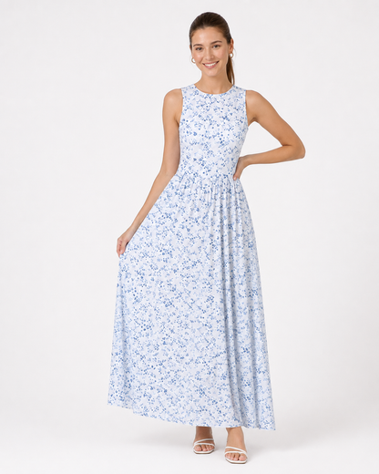 Sienna | Élégante Robe Longue Sans Manches à Imprimé Floral Doux