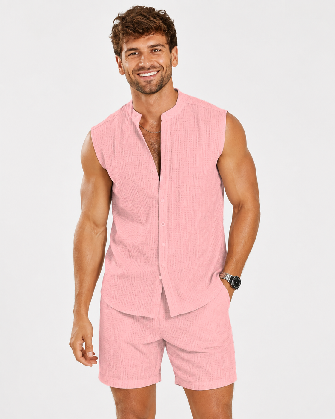 Carson | Ensemble de plage hawaïen tendance décontractée sans manches