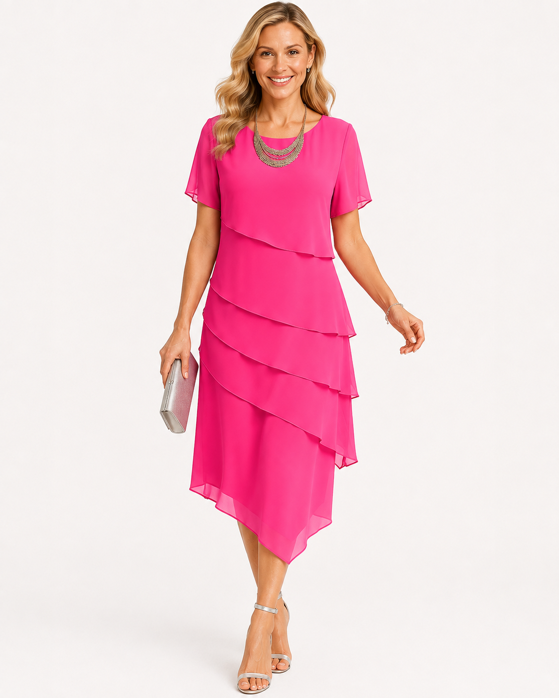ATELIER | Robe Confortable Couleur Unie à Manches Courtes