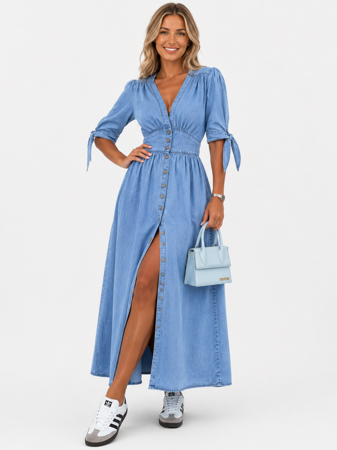ATELIER | Robes en Denim à Taille Haute avec Lacets