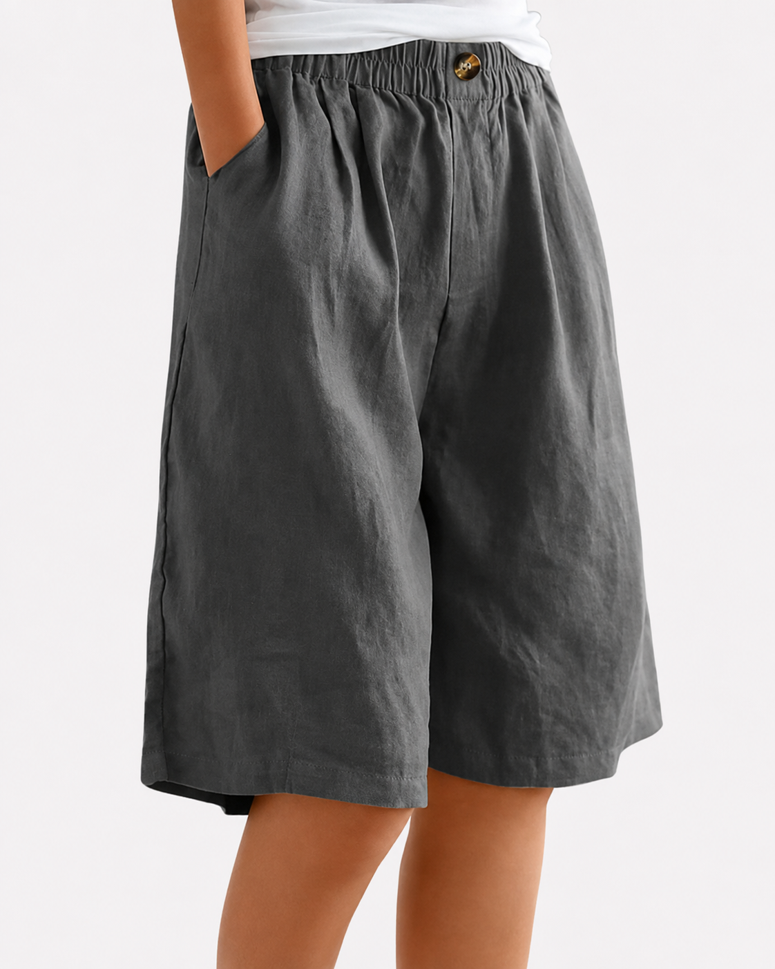 ATELIER | Pantalon uni avec poches et boutons