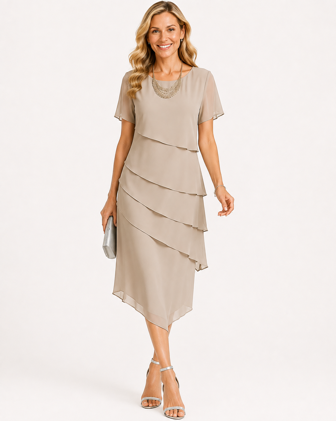 ATELIER | Robe Confortable Couleur Unie à Manches Courtes
