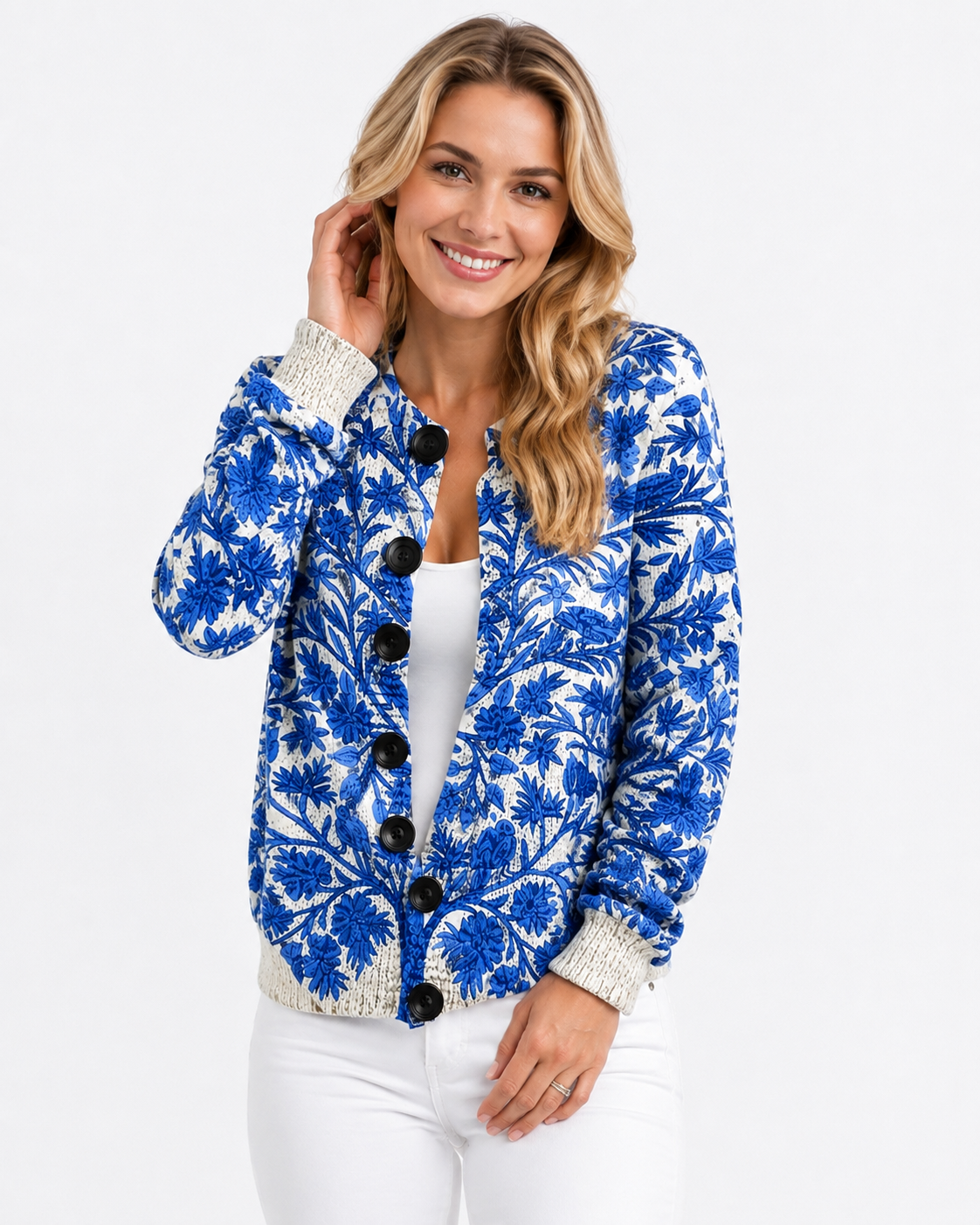 ATELIER | Veste ouverte en tricot à col rond 3D