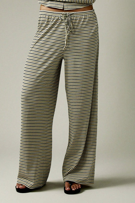 Ensemble Cordons Bouton Stripe Facile en Deux Pièces