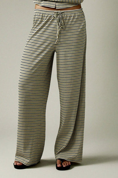 Ensemble Cordons Bouton Stripe Facile en Deux Pièces