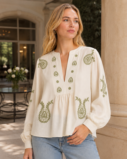 ATELIER | Blouse en broderie de fleurs Paisley