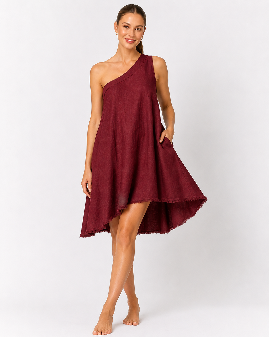 Nola | Robe Mini pour Femmes avec Encolure Épaules et Texture d'Été