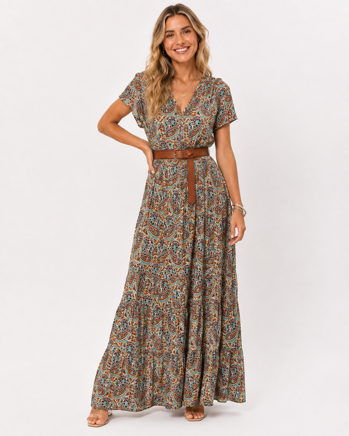 Odette | Robe Longue Élégante d'Été Femme Décolleté en V