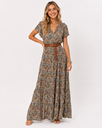 Odette | Robe Longue Élégante d'Été Femme Décolleté en V