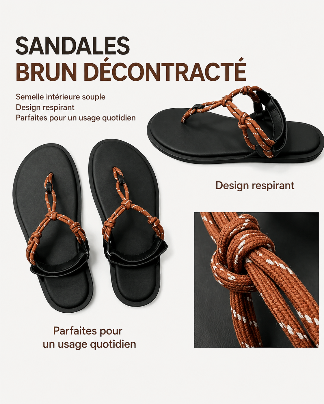 ATELIER | Tongs d'extérieur décontractées nouées