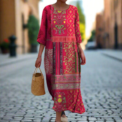 Mica | Robe Maxi Bohème à Imprimé Artistique