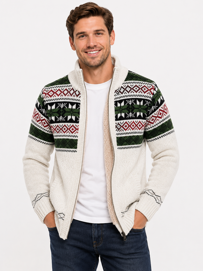 Kayden | Manteau en tricot jacquard en coton pour hommes