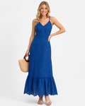 Nala | Robe en Dentelle Vintage Décolleté V Sans Manches à Bretelles Fines