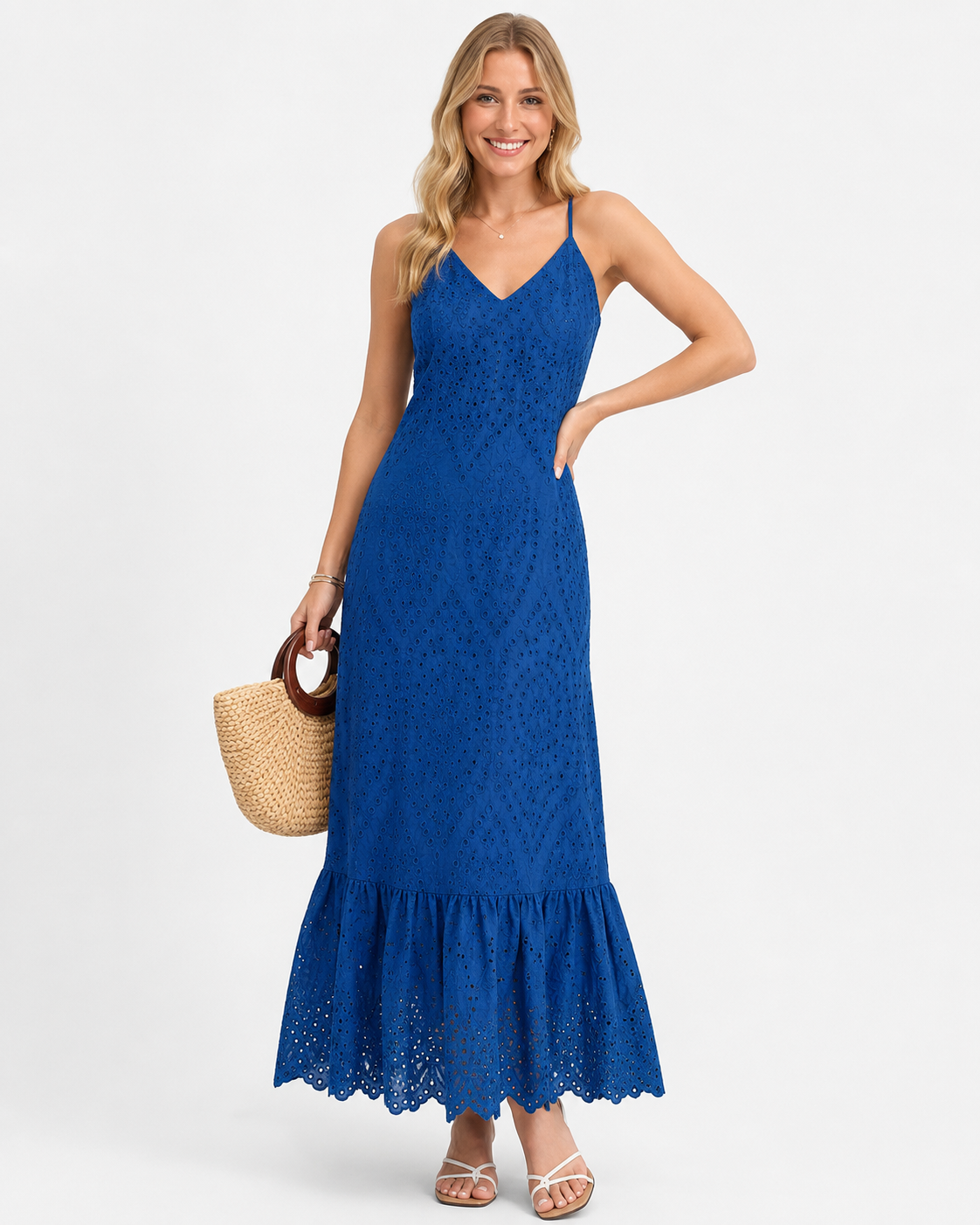 Nala | Robe en Dentelle Vintage Décolleté V Sans Manches à Bretelles Fines