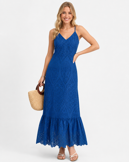 Nala | Robe en Dentelle Vintage Décolleté V Sans Manches à Bretelles Fines
