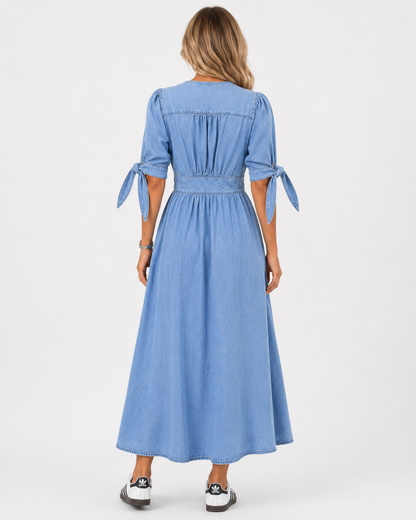 ATELIER | Robes en Denim à Taille Haute avec Lacets