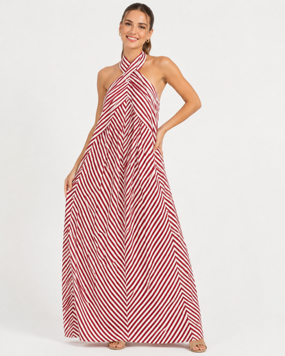 Monroe | Robe Maxi Chic à Panneaux Rayés Sans Manches