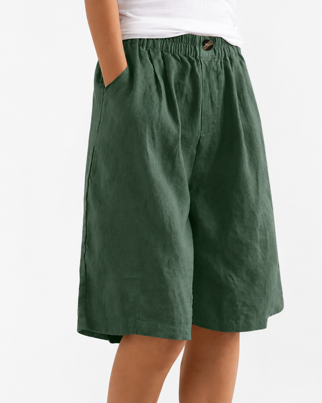 ATELIER | Pantalon uni avec poches et boutons