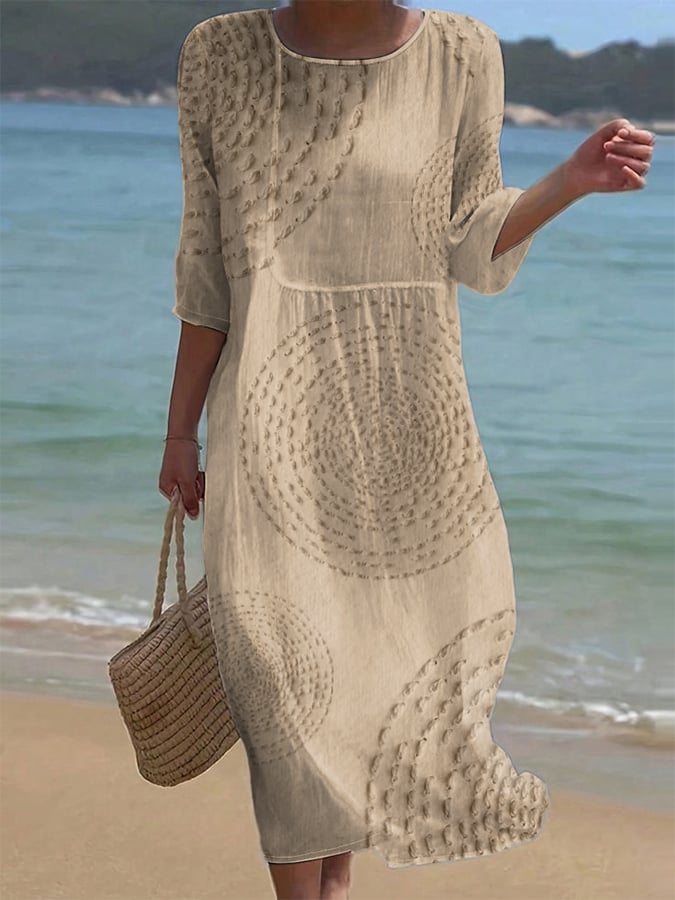 Dai | Robe Décontractée Texturée à Motifs Brodés