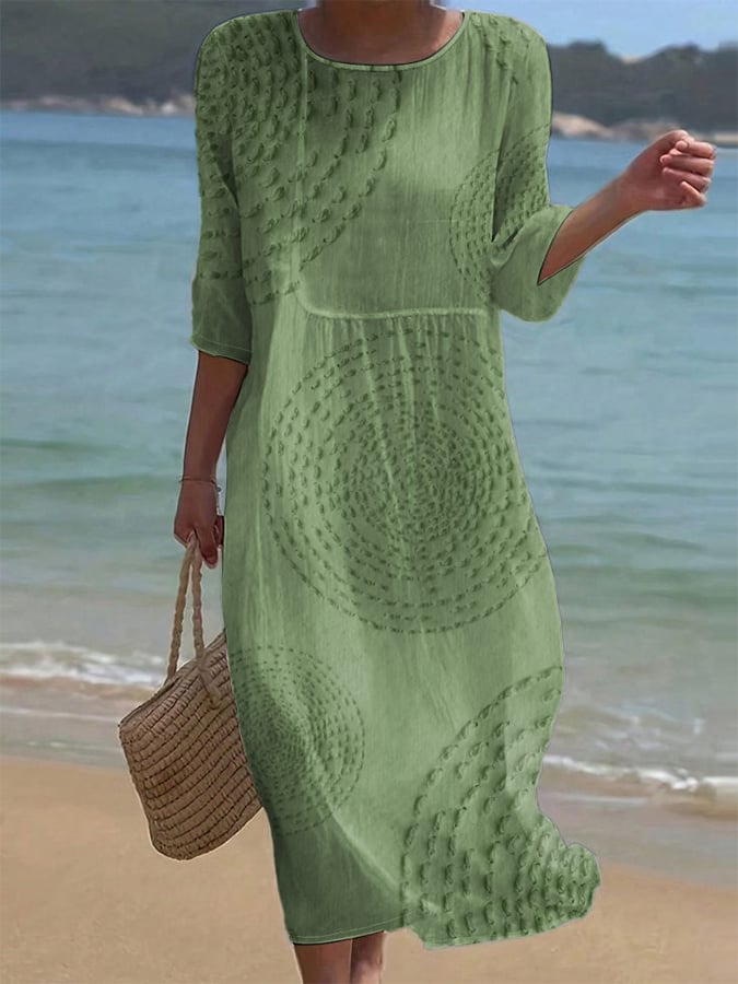 Dai | Robe Décontractée Texturée à Motifs Brodés