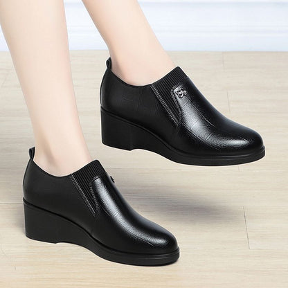 Bottines Éléguantes à Talon Wedge en Cuir